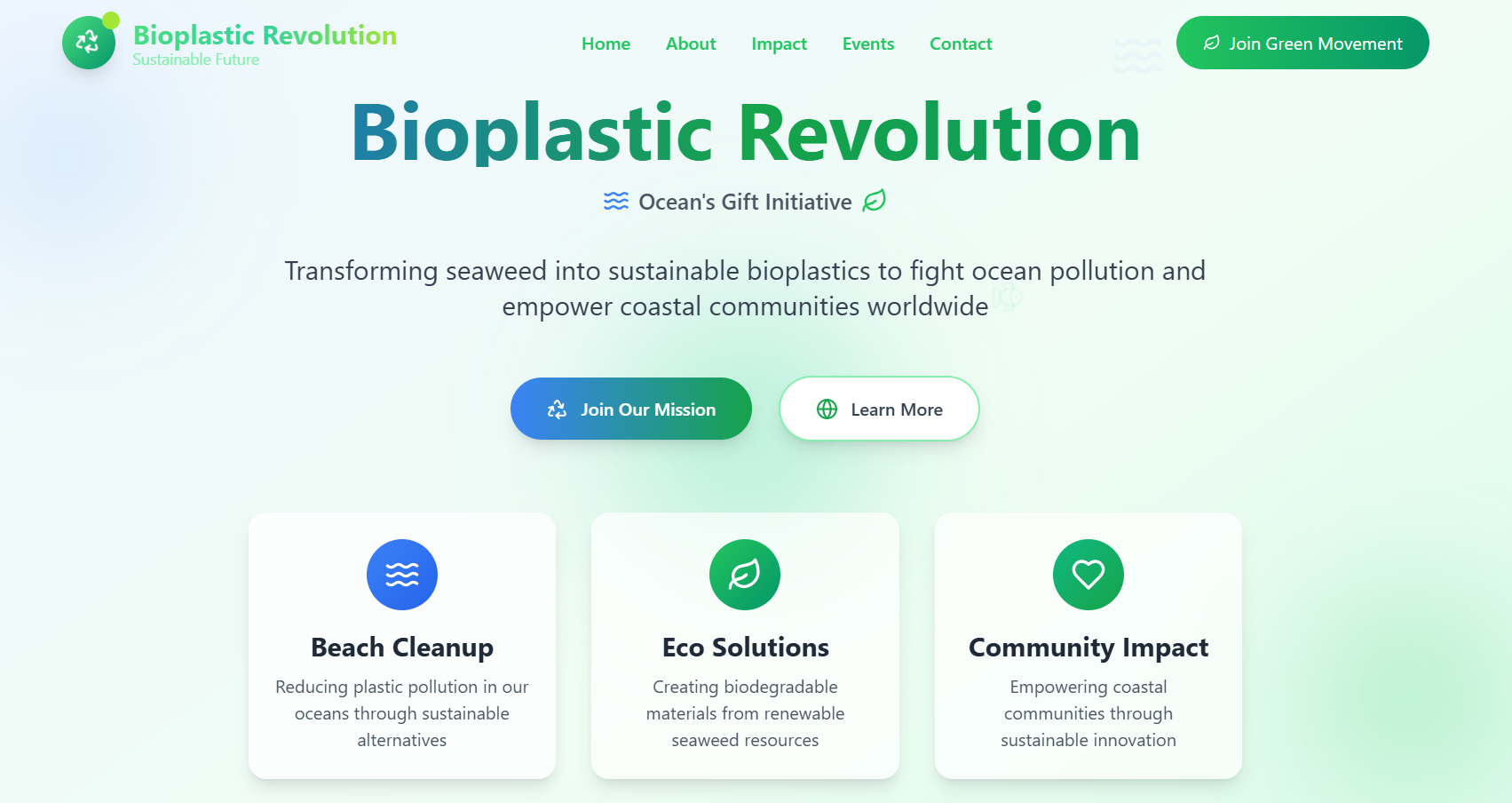 Bioplastics Website Homepage